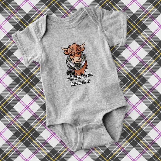 MacPhersonドレス付きハイランド牛タータンチェックスカーフ ベビーボディスーツ