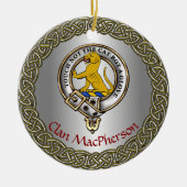 MacPherson Clan Badge/Tartan Thistle Personalized セラミックオーナメント (正面)