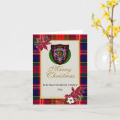 MacPherson Scottish Clan Tartan & Crest カード (黄色い花)