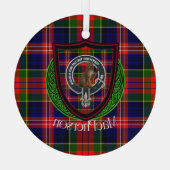 MacPherson Scottish Clan Tartan & Crest ガラスオーナメント (裏面)