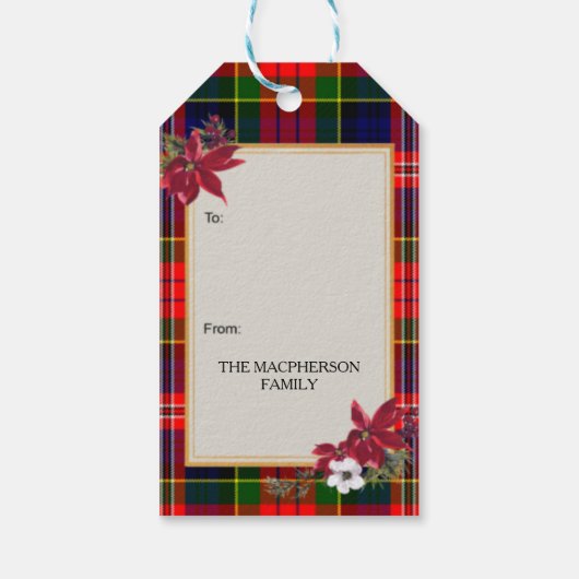MacPherson Scottish Clan Tartan & Crest ギフトタグ (裏面)