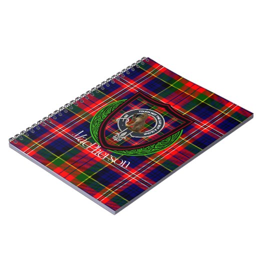 MacPherson Scottish Clan Tartan & Crest ノートブック (左側)