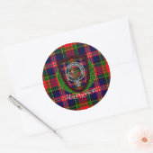 MacPherson Scottish Clan Tartan & Crest ラウンドシール (封筒)