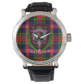 MacPherson Scottish Clan Tartan & Crest 腕時計 (正面)