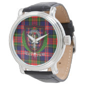 MacPherson Scottish Clan Tartan & Crest 腕時計 (アングル)
