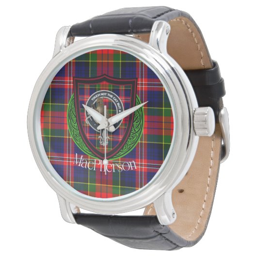 MacPherson Scottish Clan Tartan & Crest 腕時計 (アングル)