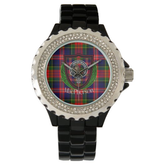 MacPherson Scottish Clan Tartan & Crest 腕時計 (正面)