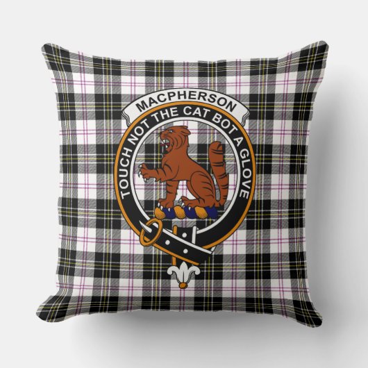 MacPherson Tartan, Clan Badge and Motto Pillow クッション (正面)