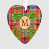 MACRAEタータンチェックアクリルハートオーナメント+イニシャル オーナメント (正面)
