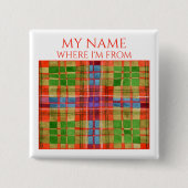 MACRAEタータンチェックスクエア名タグピンボタン 缶バッジ (正面)