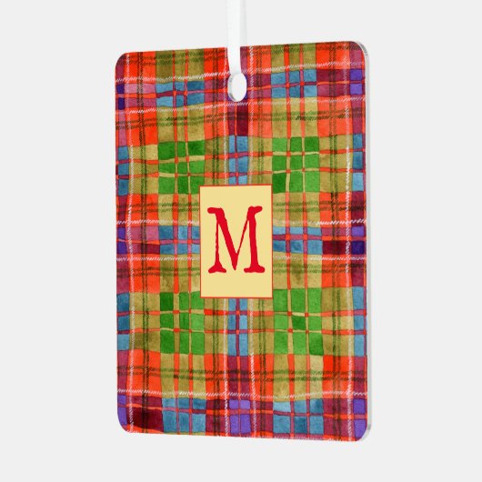 MACRAEタータンチェックメタルスクエアオーナメント+イニシャル メタルオーナメント (正面左)