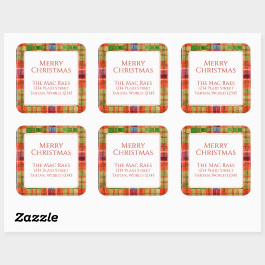 MACRAEタータンチェック大四角アドレスシール スクエアシール (シート)