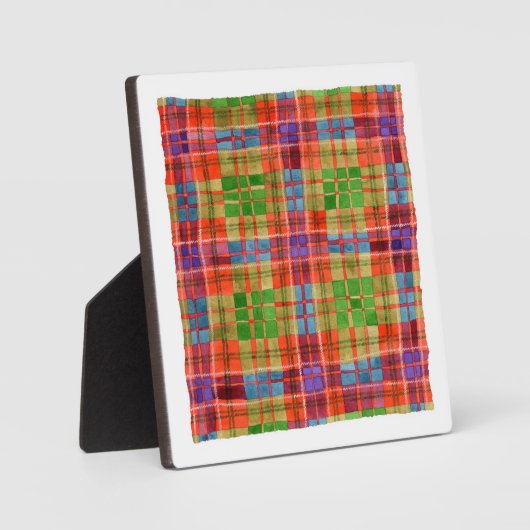 MACRAEタータンチェック5.25インチX5.25インチプラーク+ Easel フォトプラーク (正面)