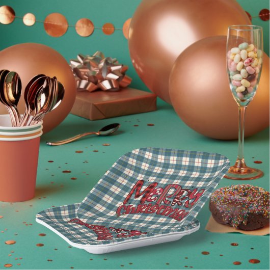 Macrae Conchra Scottish Tartan Merry Christmas ペーパープレート (複数)