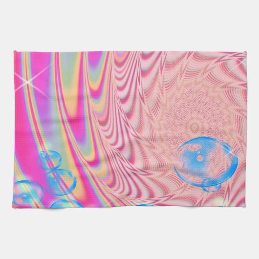 MACRAME' – フラクタルカラフルルアートの抽象芸術画像 –  キッチンタオル (横)