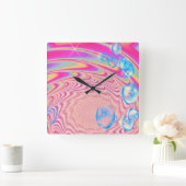 MACRAME' – フラクタルカラフルルアートの抽象芸術画像 – スクエア壁時計 (ホーム)