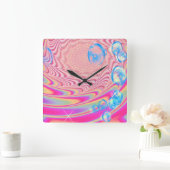 MACRAME' – フラクタルカラフルルアートの抽象芸術画像 –  スクエア壁時計 (ホーム)