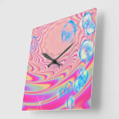 MACRAME' – フラクタルカラフルルアートの抽象芸術画像 –  スクエア壁時計 (傾斜)