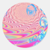 MACRAME' – フラクタルカラフルルアートの抽象芸術画像 –  ラウンドシール (正面)