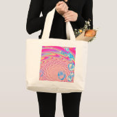 MACRAME' – フラクタルカラフルルアートの抽象芸術画像 – ラージトートバッグ (正面(商品))
