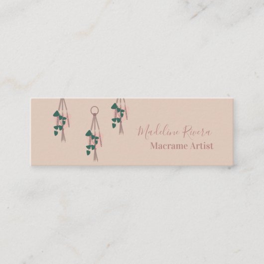 Macrame Artist手作りぶら下がったの植物自然 スキニー名刺 (正面)