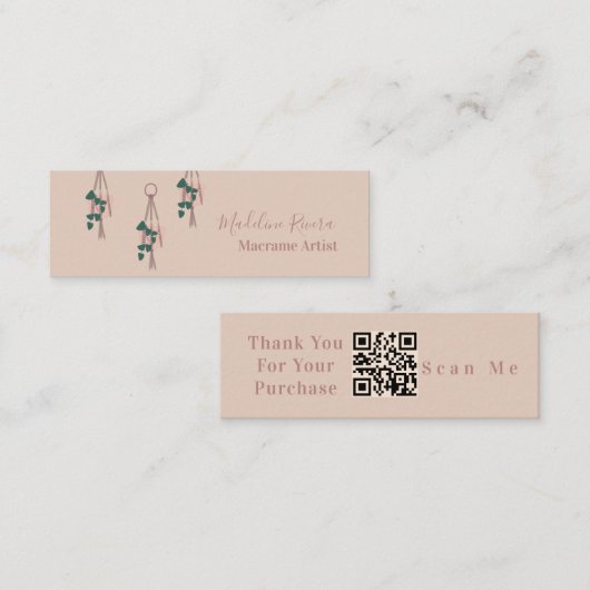 Macrame Artist手作りぶら下がったの植物自然 スキニー名刺 (正面/裏面)