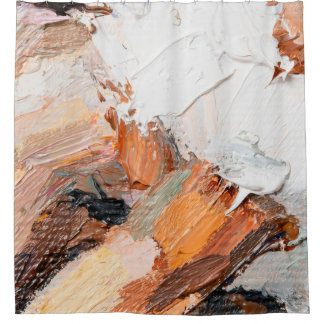 Macro. Abstract art. Expressive embossed pasty oil シャワーカーテン