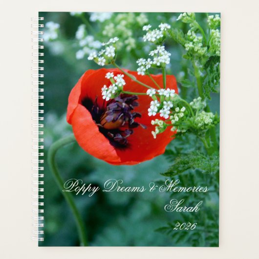 Macro Red Poppy | Artistic Personalized Journal プランナー手帳 (正面)