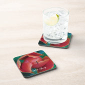 Macro Red Tulip Flower Photography Plastic Coaster コースター (右側)