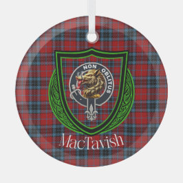 MacTavish スコットランド クラン ターター & クレスト ガラスオーナメント