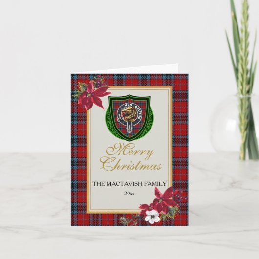 MacTavish Scottish Clan Tartan & Crest カード (正面)