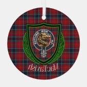 MacTavish Scottish Clan Tartan & Crest ガラスオーナメント (裏面)
