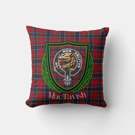MacTavish Scottish Clan Tartan & Crest クッション (正面)