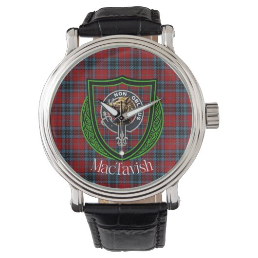 MacTavish Scottish Clan Tartan & Crest 腕時計 (正面)