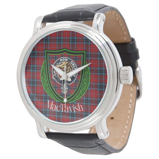 MacTavish Scottish Clan Tartan & Crest 腕時計 (アングル)