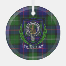 MacThomas Scottish Clan Tartan & Crest ガラスオーナメント