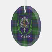 MacThomas Scottish Clan Tartan & Crest ガラスオーナメント (正面左)