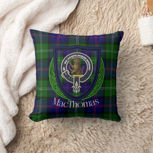 MacThomas Scottish Clan Tartan & Crest クッション (ブランケット)