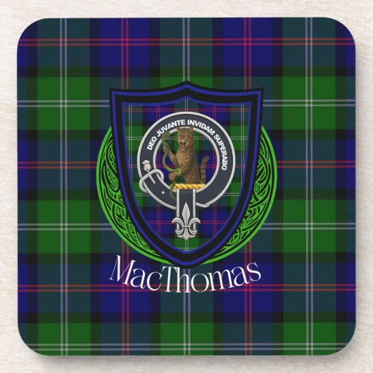 MacThomas Scottish Clan Tartan & Crest コースター (正面)