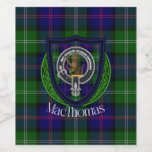 MacThomas Scottish Clan Tartan & Crest ワインラベル (シングルラベル)