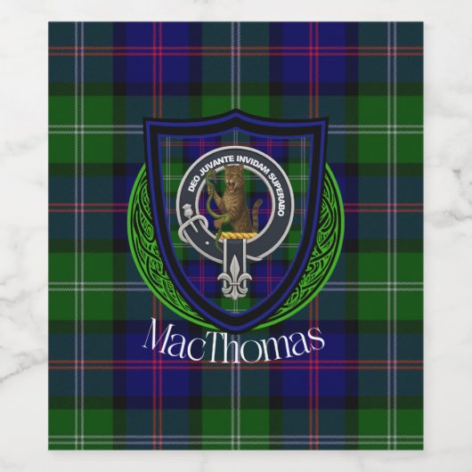 MacThomas Scottish Clan Tartan & Crest ワインラベル (シングルラベル)