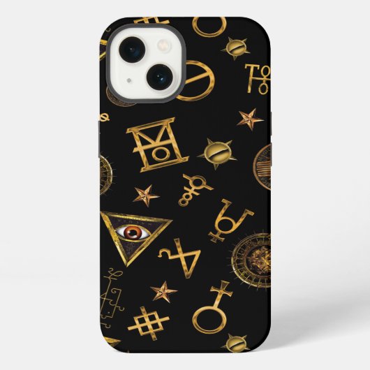 MACUSA™魔法シンボルと紋章パターン iPhoneケース (裏面)