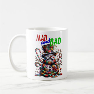Mad and Bad, grumpy funny Snowman, fantasy art コーヒーマグカップ
