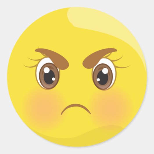 Mad & Angry Emoji Faceスタンプ ラウンドシール (正面)