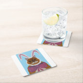 Mad Cat in Bunny Ears Easter  スクエアペーパーコースター (インサイチュ)