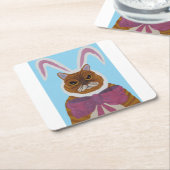 Mad Cat in Bunny Ears Easter  スクエアペーパーコースター (アングル)