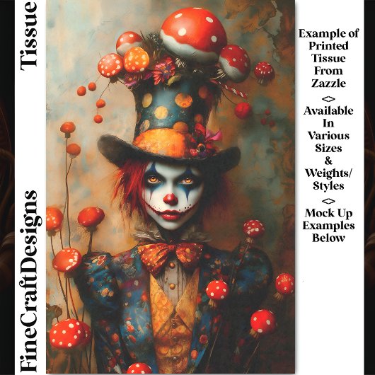 Mad Hatter Style Circus Character DW4A Decoupage 薄葉紙