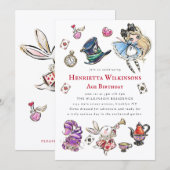 Mad Hatter Tea Party Birthday Invite 招待状 (正面/裏面)