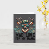 Mad Love For My Mama Deer Head Valentines Day Hunt カード (黄色い花)