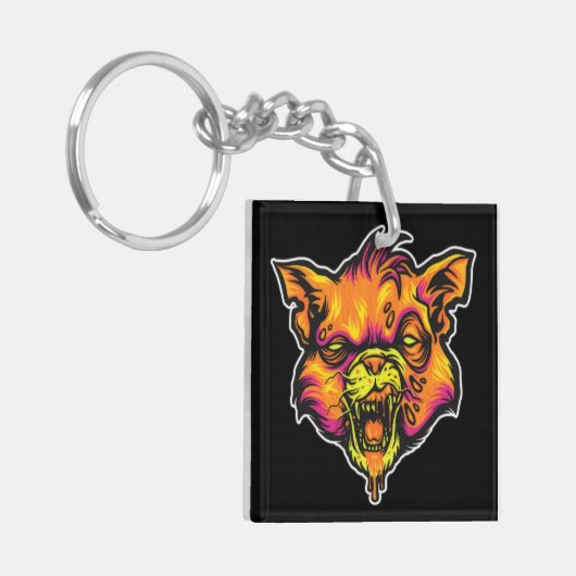 Mad Rabid Cat Illustration キーホルダー (正面左)